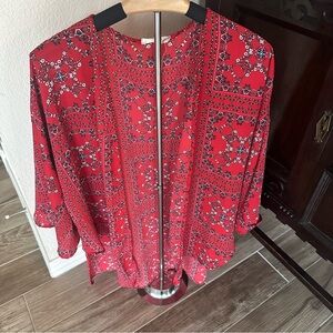 Altar'd State Red Floral Open-Front Kimono Cardigan size Medium